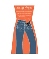 Indigo Poppy Women's Tummy Control Bootcut Jeans with Classic Pockets and back design