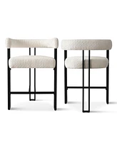 Maison Boucle Counter Stools Set Of 2,Boasting Curved Frame Armrest Stool with Three Legs-Maison