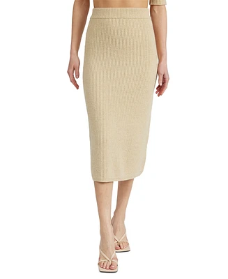 En Saison Women's Merril Ribbed Midi Pencil Skirt