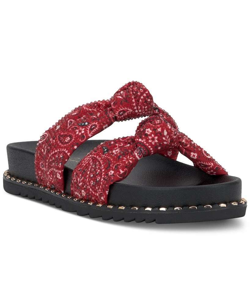 Jessica Simpson Women's Caralyna Rhinestone Knotted Footbed Sandals