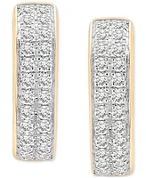 Diamond Double Row Huggie Hoop Earrings (1/2 ct. t.w.), Sterling Silver or 14k Gold-Plated Silver, Created for Macy's