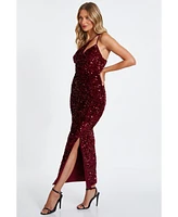 Quiz Women's One Shoulder Cut Out Sequin Maxi Dress
