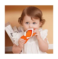 Smily Mia Wearable Baby Flip Flop Teether Toy Pair for Infants 3 Months Plus, Adorable Soothing Teething Pain - Orange