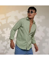 Campus Sutra Men's Sage Green Geometric-Texture Shirt