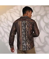 Men's Chocolate Brown Folk Print Shirt