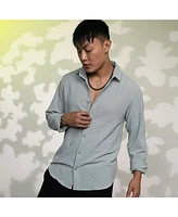 Men's Icy Blue Cubic-Seersucker Shirt