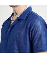 Campus Sutra Men's Indigo Blue Mandala Shirt