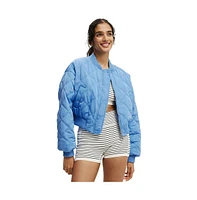 Cotton On Women's Quilted Rib Bomber Jacket