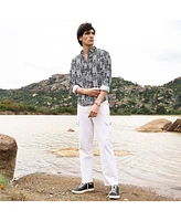 Men's Off-White & Midnight Black Abstract Geometric Shirt