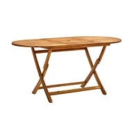 vidaXL Folding Patio Table 63"x33.5"x29.5" Solid Wood Acacia