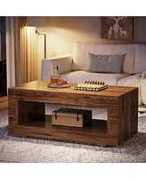 Tribesigns Coffee Table for Living Room, 43.3" Modern Farmhouse Coffee Table with Storage, 2-Tier Wood Rectangular Center Table Cocktail Living Room T