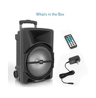 Pyle Portable Pa Speaker with Bluetooth, Led Lights, and Rechargeable Battery, 1200 Watt