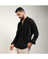 Campus Sutra Men's Midnight Black Pleat-Creased Shirt