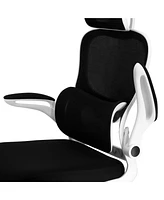 Elama High Back Adjustable Mesh and Fabric Office Chair with Metal Base Head Rest