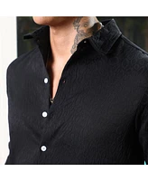 Campus Sutra Men's Onyx Black Abstract-Textured Shirt