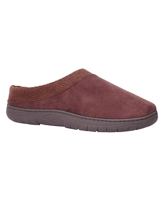 Weatherproof Men's Microsuede Clog with Corduroy Collar Fleece Plaid Liner and Indoor-Outdoor Sole Shoe