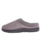 Weatherproof Men's Microsuede Clog with Corduroy Collar Fleece Plaid Liner and Indoor-Outdoor Sole Slipper