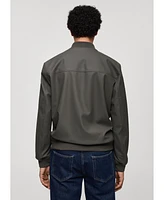 Mango Men's Leather-Effect Bomber Jacket