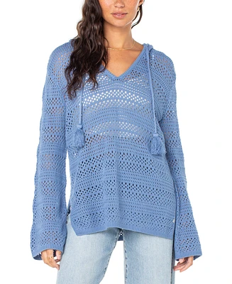 Roxy Juniors' Hippie Love Crochet Wide-Sleeve Hooded Sweater