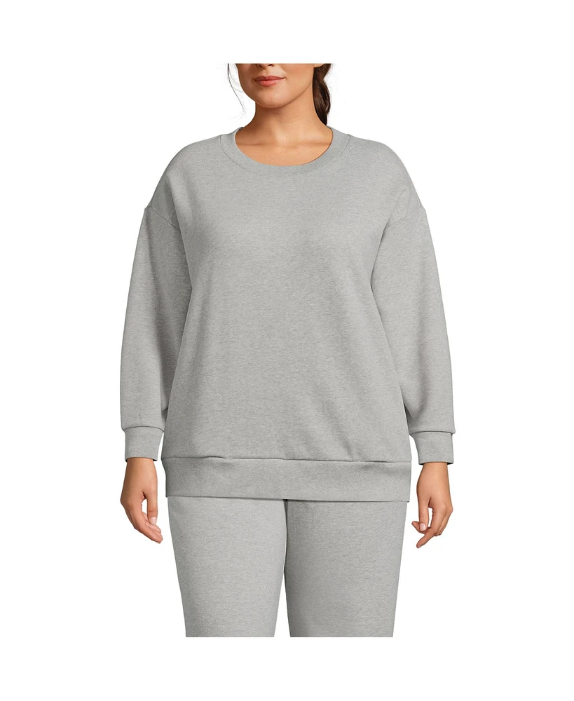 Lands' End Plus Serious Sweats Oversized Long Sleeve Crew Neck Sweatshirt - Set Top