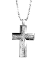 Effy Men's Zircon Cross Pendant 22" Pendant Necklace (1-1/20 ct. t.w.) in Sterling Silver