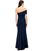 Eliza J Petite Metallic One-Shoulder Gown