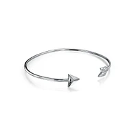 Bling Jewelry Delicate Minimalist Thin Stackable Cupids Arrow Tips Bangle Cuff Bracelet For Women .925 Sterling Silver