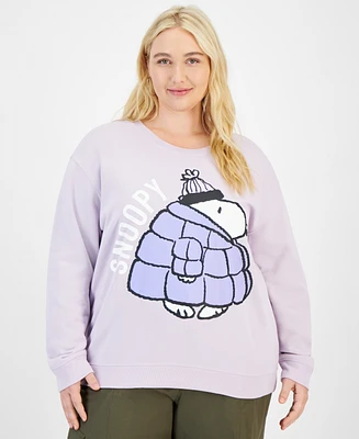 Love Tribe Trendy Plus Puffer Snoopy Graphic Sweatshirt