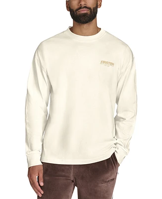 Starter Men's Oversized Long-Sleeve Sueded Soft Touch Branded Shirt