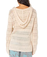 Roxy Juniors' Hippie Love Crochet Wide-Sleeve Hooded Sweater