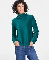 On 34th Women's Ribbed Velour Turtleneck Top, Created for Macy's