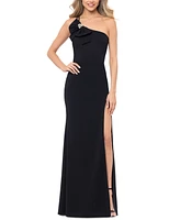 Blondie Nites Juniors' Bow-Trim One-Shoulder Gown