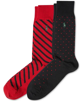 Polo Ralph Lauren Men's Dot & Stripe Slack Socks, 2-Pack