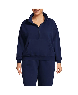 Lands' End Plus Serious Sweats Relaxed Long Sleeve Half Zip Sweatshirt