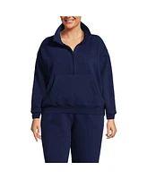 Lands' End Plus Serious Sweats Relaxed Long Sleeve Half Zip Sweatshirt