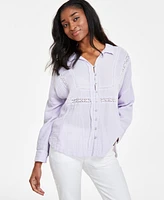 Lucky Brand Women's Lace-Trim Gauze Shirt