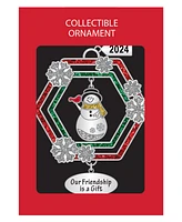 Ganz Sentiment Ornament Snowman with Cardinal 'Our Friendship is a Gift' with Dated 2024 Charm, 2.7"