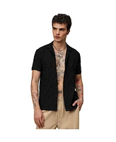 Campus Sutra Men's Onyx Black Crumble Textured Shirt