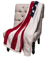Chanasya Premium Patriotic Us Flag Print Sherpa Throw Blanket - Lightweight Microfiber for Couch and Bed