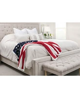 Chanasya Premium Patriotic Us Flag Print Sherpa Throw Blanket - Lightweight Microfiber for Couch and Bed
