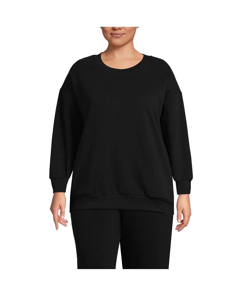 Lands' End Plus Serious Sweats Relaxed Long Sleeve Crew Neck Sweatshirt