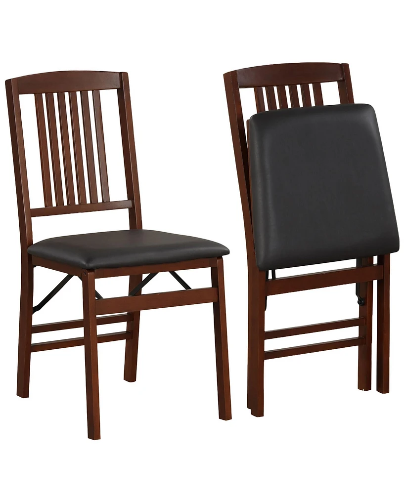 Gymax Folding Dining Chairs Set of 2 w/Padded Seat Rubber Wood Frame for Dining Room