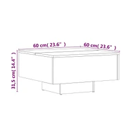 vidaXL Coffee Table Smoked Oak 23.6"x23.6"x12.4" Engineered Wood