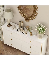 Homsee White Wooden Storage Cabinet Bedside Chest with 6-Drawer