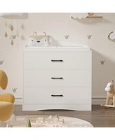 Homsee 3-Drawer White Wooden Storage Organizer Cabinet