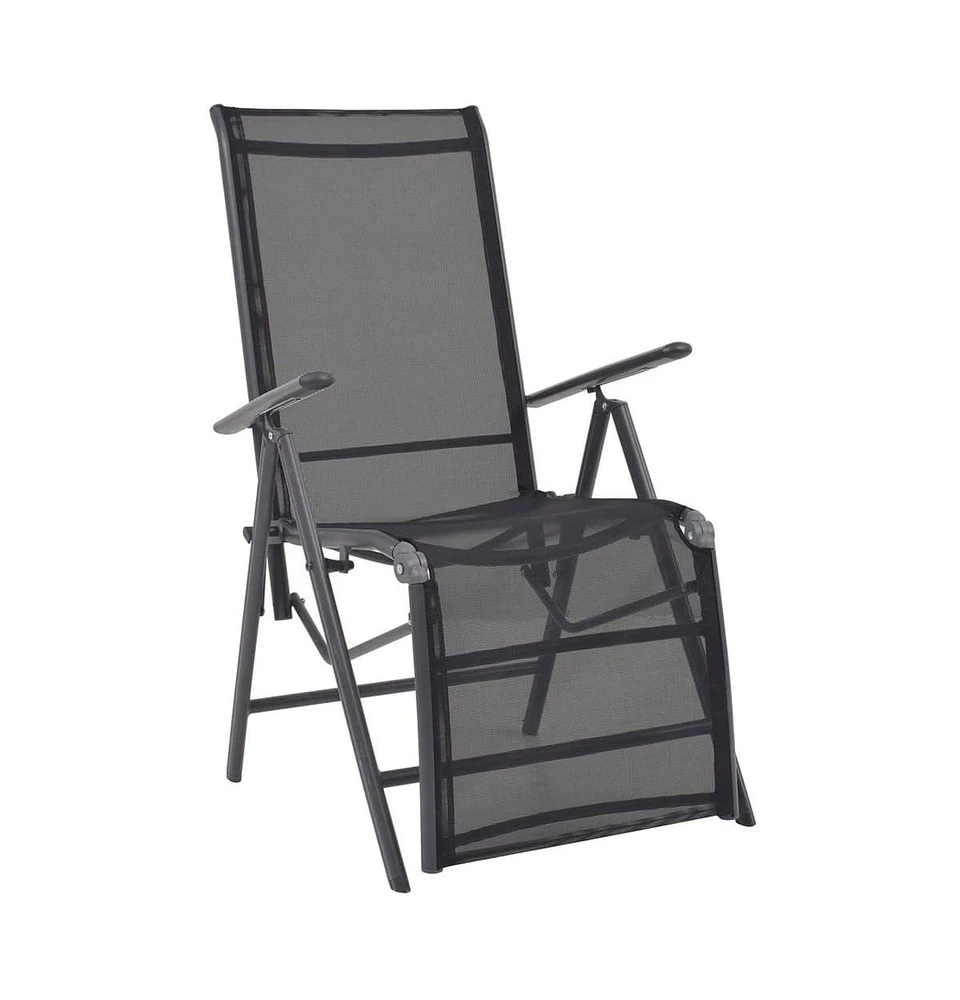 vidaXL Reclining Deck Chair Aluminum and Textilene Black