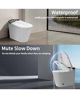 Lalahoo Smart Toilet Bidet with Tank Built in, Auto Open Close Lid, Foot Sensor, Heated Seat, Warm Water Sprayer & Dryer, Aromatherapy System, Modern