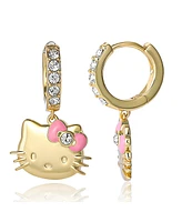 Hello Kitty Sanrio Pave Charm Hoop Earrings