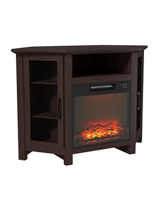 Mondawe 45 Tv Stand with 18" Fireplace-120lb Top, Storage, Full Remote, 3 Flame, 5000 Btu Heat,Timer