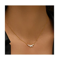 Hollywood Sensation 18K Gold Plated Sterling Silver Necklace with Pear and Round Cut Cubic Zirconia